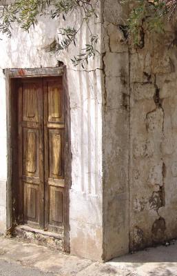 Brown door at corner