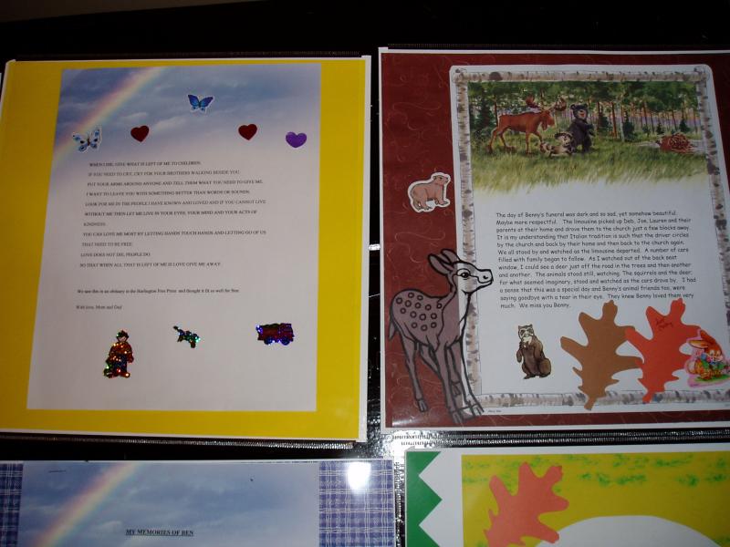 Deb & Joes page on left, Cathys on right re: Animals stood still