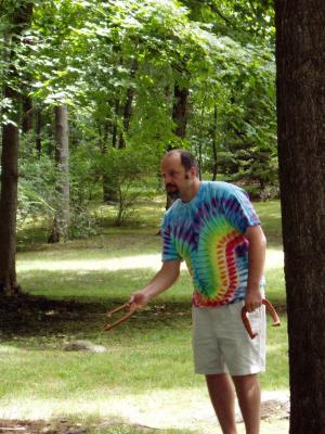 Rick doing his throw - horseshoes