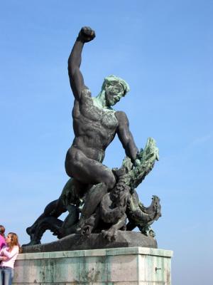 The Symbolic Figure of Destruction and Devastation on the left of the Liberation Monument