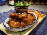 General Tso's Chicken (#52488) with kimchee and steamed green beans