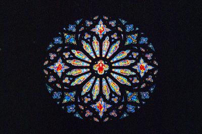 Great Rose Window in the Cathedral St. John the Divine, the largest stained glass window in the United States