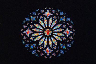 Great Rose Window in the Cathedral St. John the Divine, the largest stained glass window in the United States