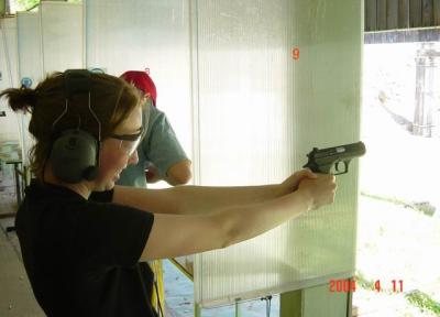 ariella and 9mm pistol(she freaked)