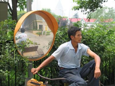 Bicycle Man and Traffic Mirror