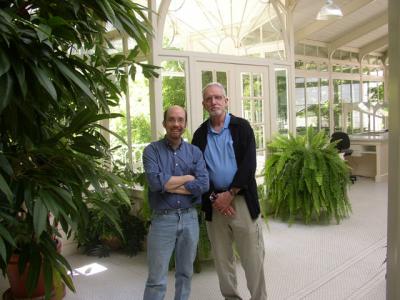 Dann & Bill in the greenhouse at the ranch