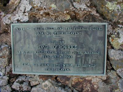 bronze plate on O'Rourke's Bench