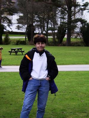 Sue Wilson in front of Blair Castle.