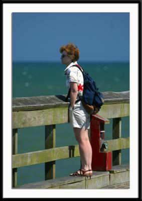 Charlotte overlooking the Springmaid pier in Myrtle Beach.