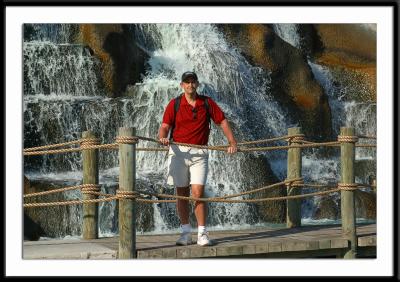 Me in front of a waterfall at Broadway at the Beach in Myrtle Beach, South Carolina.