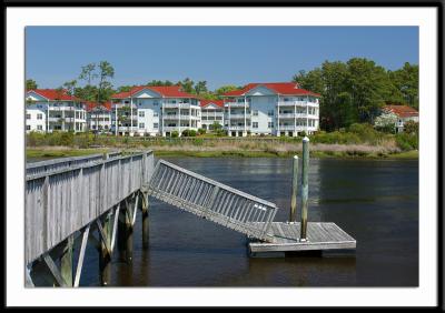 One of the many docks and boat launches at Tidewater, a gated community in Little River, just north of Myrtle Beach in South Carolina. The Intracoastal Waterway is in the background.