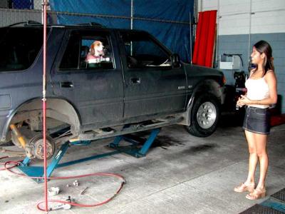 Changing Tires with Puppy