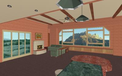 View from kitchen counter (picture window design is just a sample - not the final design)