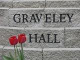 Graveley Hall Sign with Tulips ISU DSCN1073.jpg