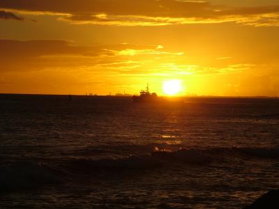 Cruise Ship and the Sunset