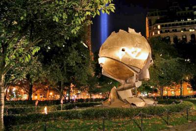 The sphere moved to Battery Park