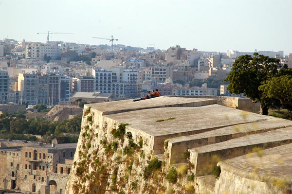 On top of the western ramparts, Valletta
