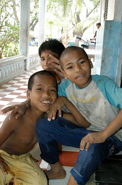Kids from the village inside Angkor Wat