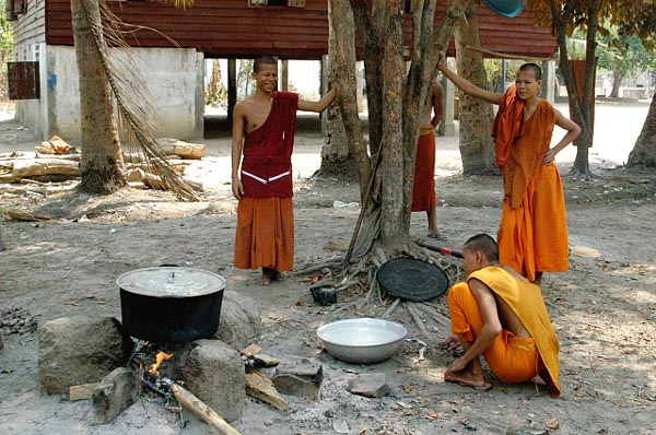 Monks by the cooking pot