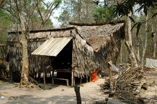 The sides of the huts open to allow the breeze to enter