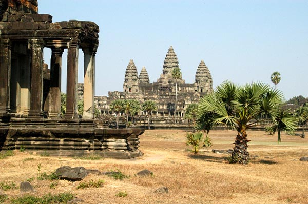 Angkor Wat and one of the two libraries
