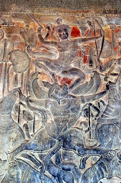 Vishnu riding a garuda (North face)