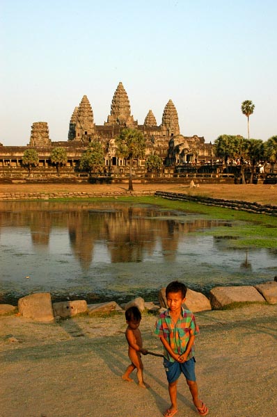 Cambodian kids at Angkor Wat