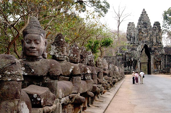 The causeway leads to a monumental gate