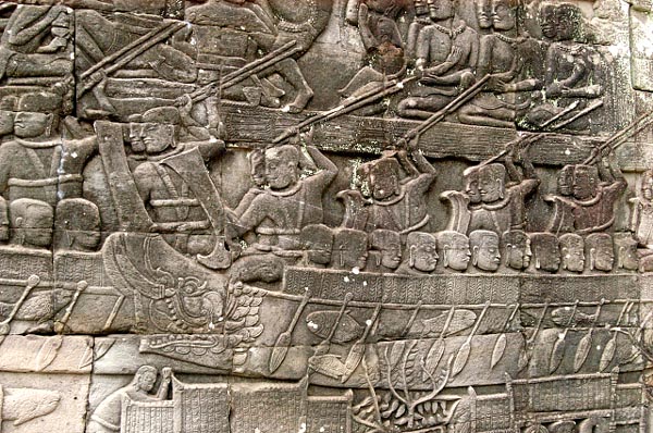 Naval battle scene from the southern face of the Bayon