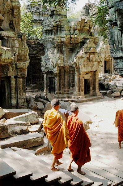 Monks visiting Ta Prohm