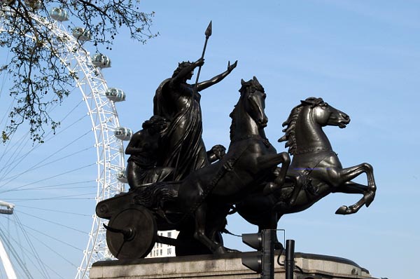 Boadicea on Westminster Bridge and the London Eye