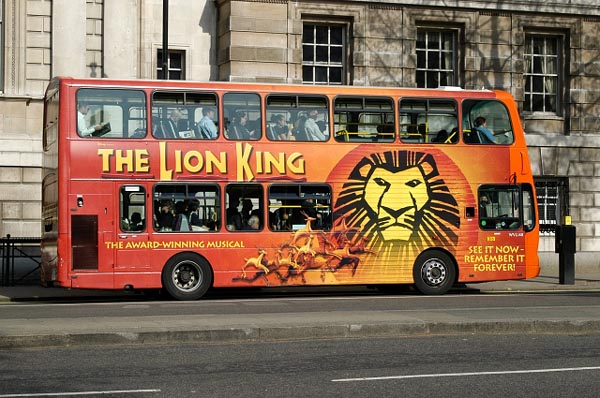 Lion King on a double decker bus