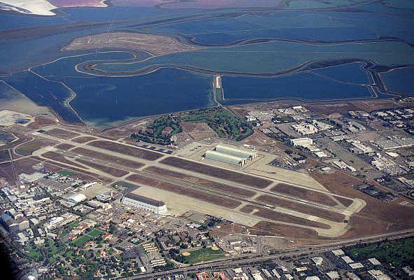 Moffet Field and airship hangars, San Francisco Bay