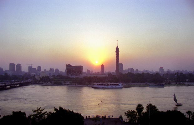 Sunset over the Nile with Cairo Tower