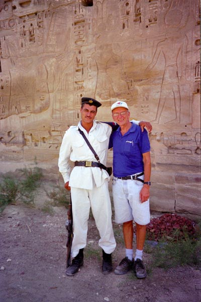 Dad and a well armed guard at the Habu Temple