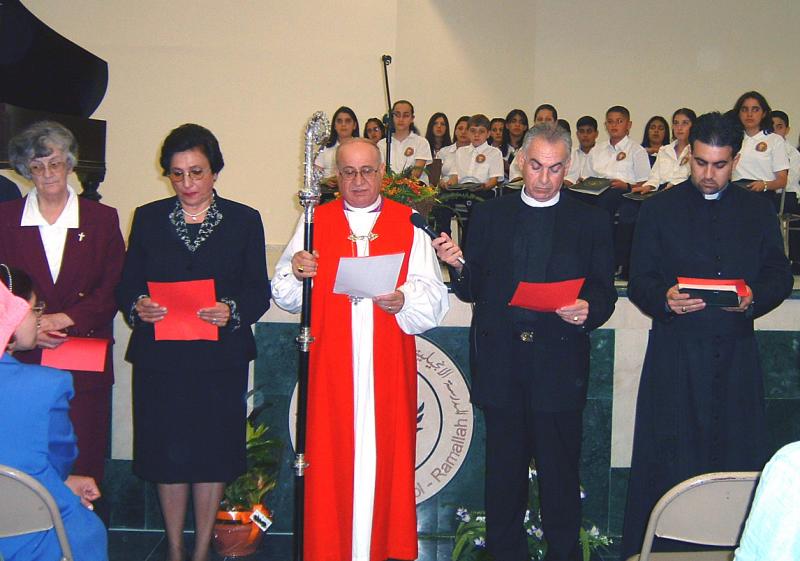 Participants - From Left - Sr. Vreni, Samira Nasswer, Bishop Riah and 2 Clergymen