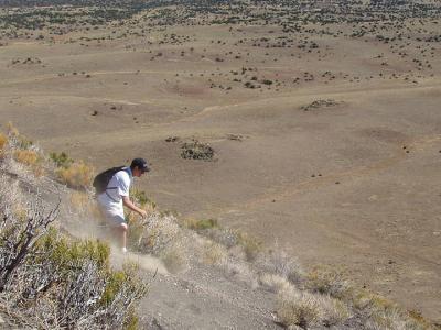 Frank's standing glissade down the scree