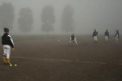 Ground ball drill in fog