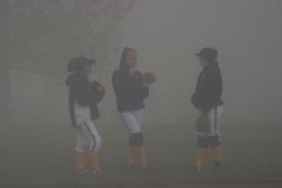 Outfield in fog