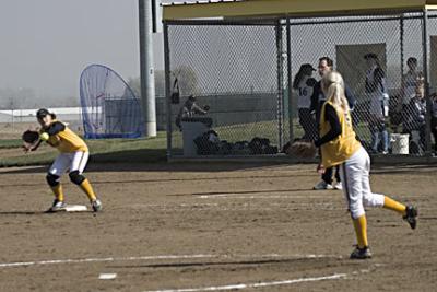 Katie fielding a bunt  3
