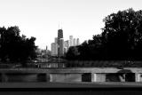 View from Fullerton Ave Bridge in B&W