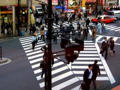 intersecting crosswalks, tokyo