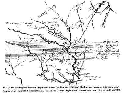 Nansemond Co. VA Map abt. 1700