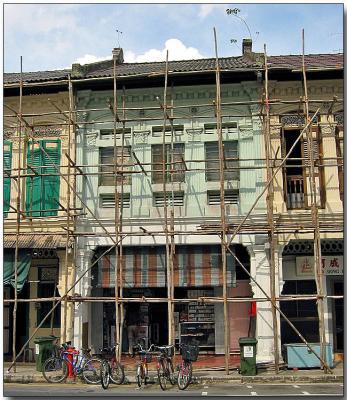 Renovation - Bamboo scaffolding in Little India