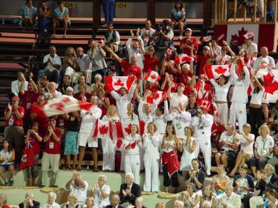 Canadians celebrate their silver medal (Star class)