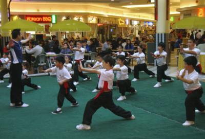 This karate instructor was putting his students through their paces as we ate at the food court