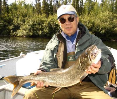 This is one of the large lake trout which I caught on an unnamed river feeding a remote lake.9747