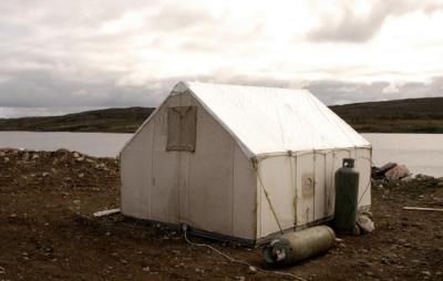 A rustic tent at our fishing camp. 9837