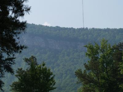 Close up broadcast tower on the ridge