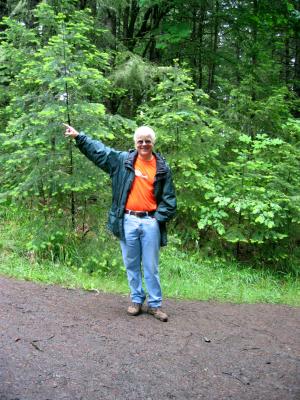 Volunteer pointing the way to Chip Ross Park